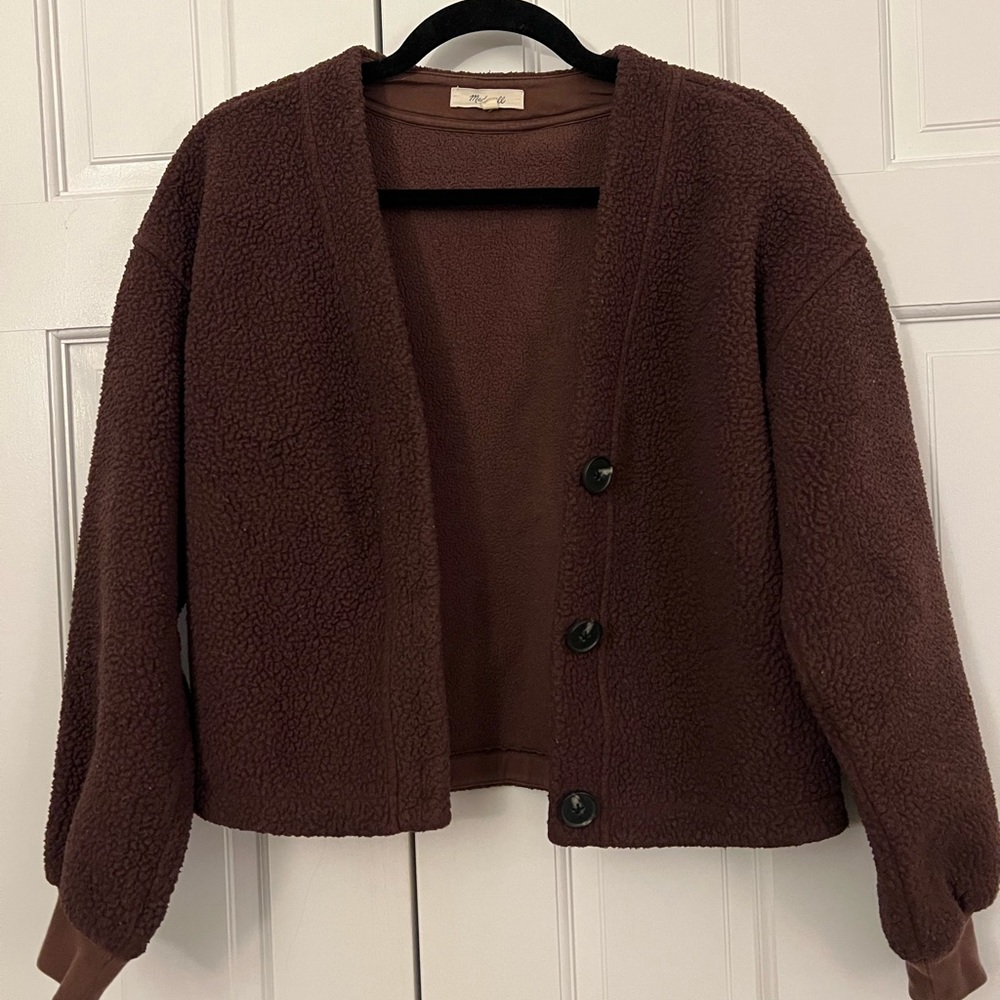Madewell Cropped Teddy Cardigan
